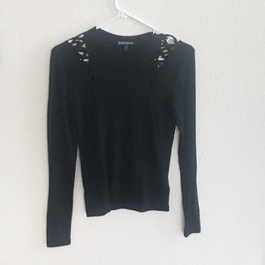 Express Black Shoulder Cut Out Shirt